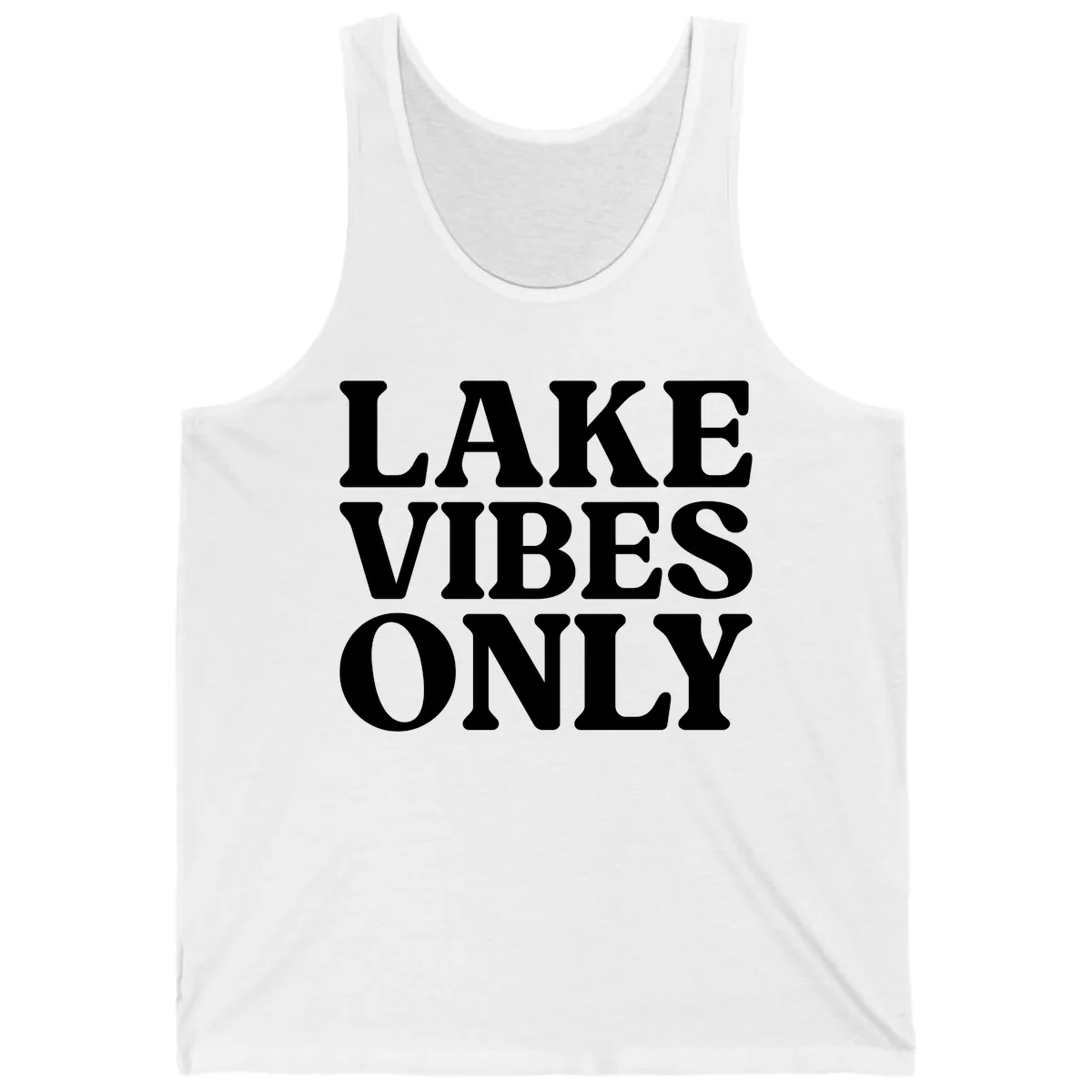 Lake Vibes Only Typography Design Tank in White