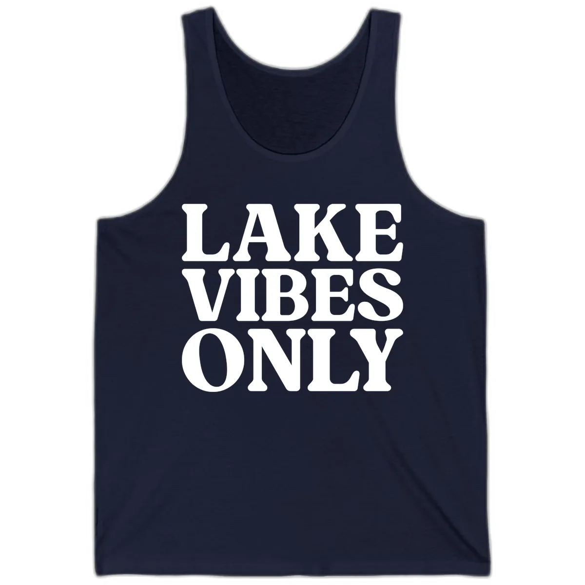 Lake Vibes Only Typography Design Tank in Navy