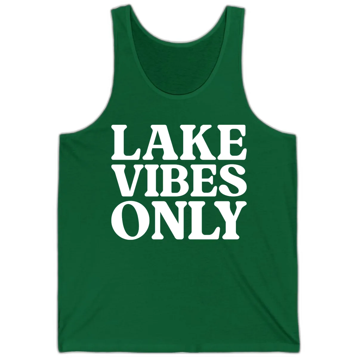 Lake Vibes Only Typography Design Tank in Kelly