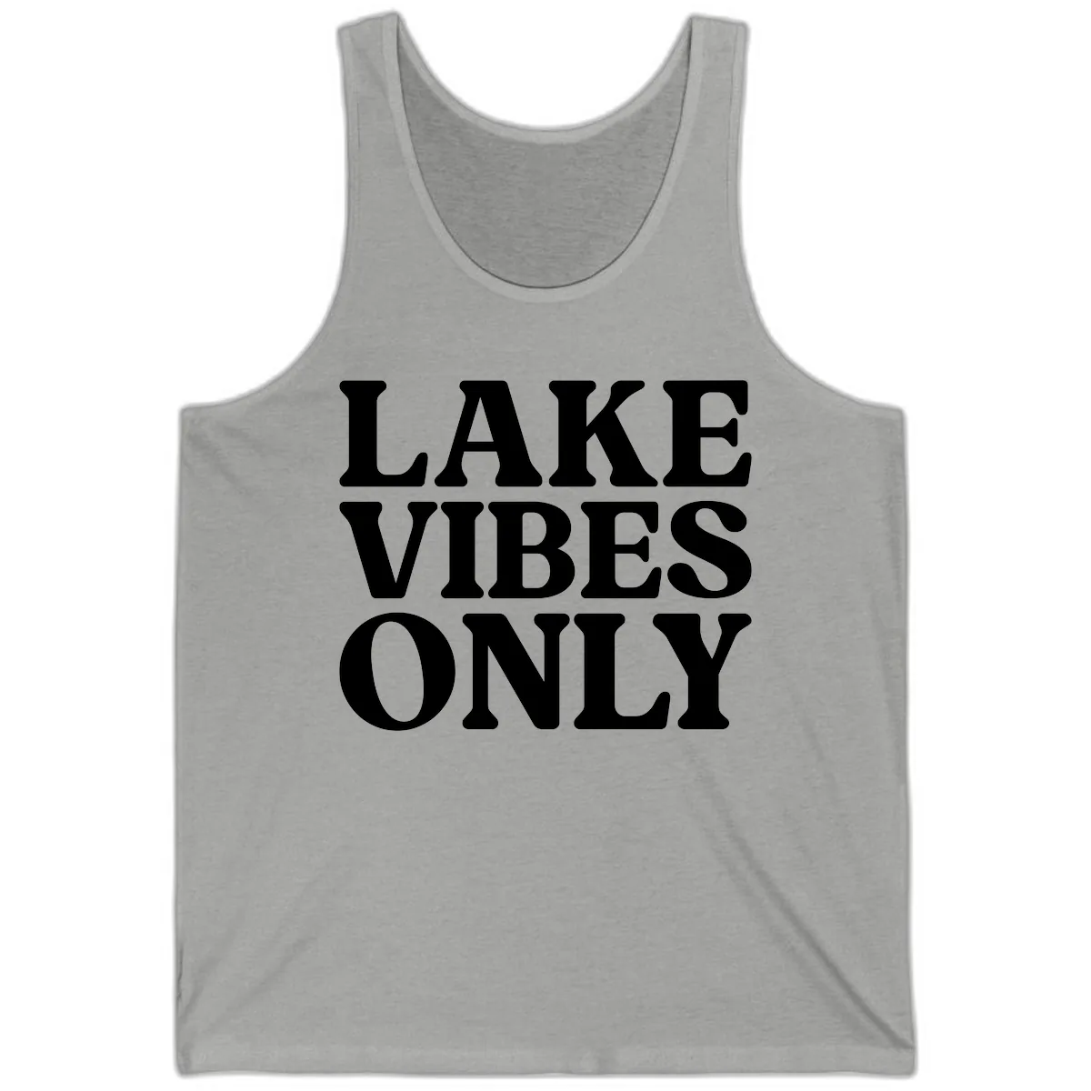 Lake Vibes Only Typography Design Tank in Athletic Heather
