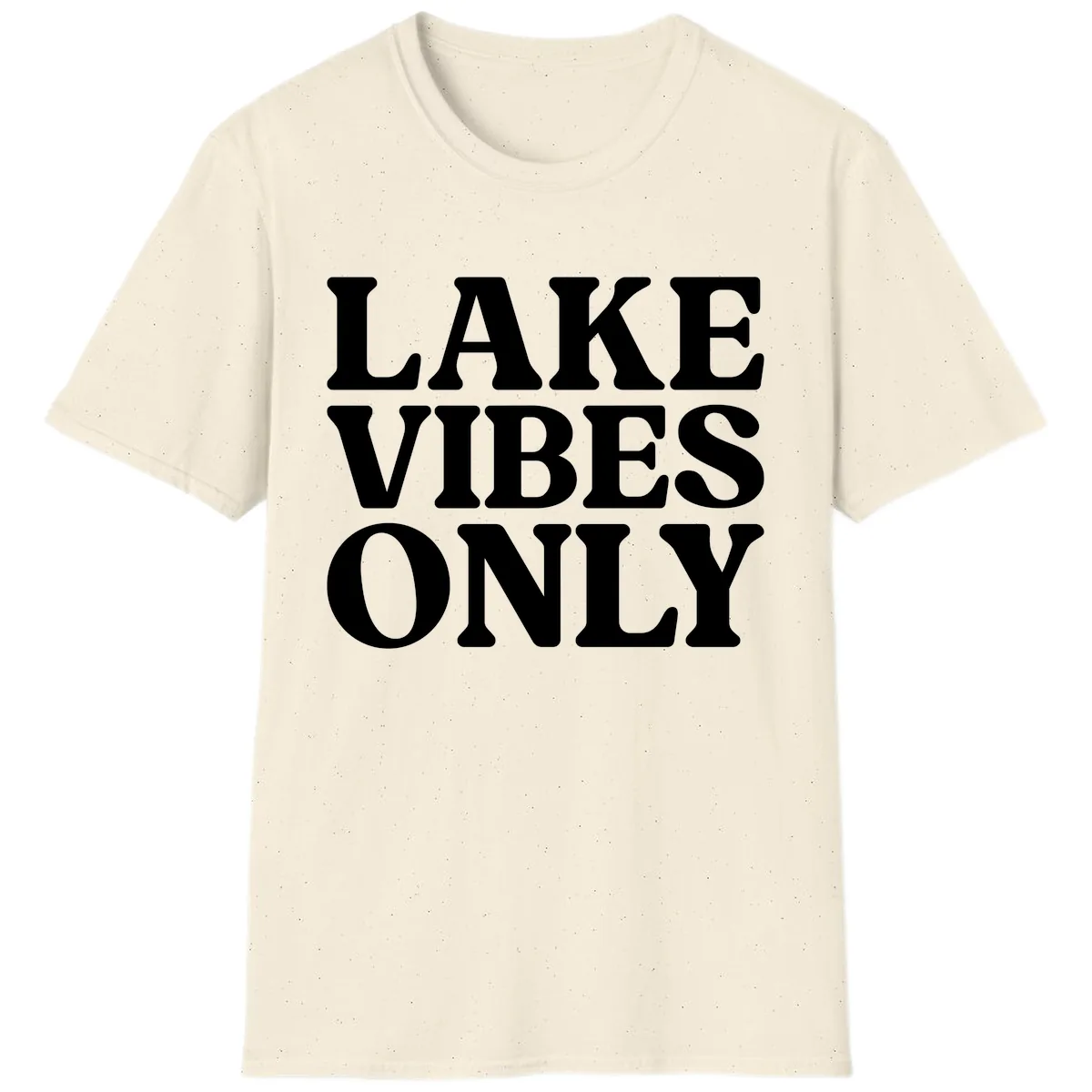 Lake Vibes Only Typography Design T-Shirt in Natural