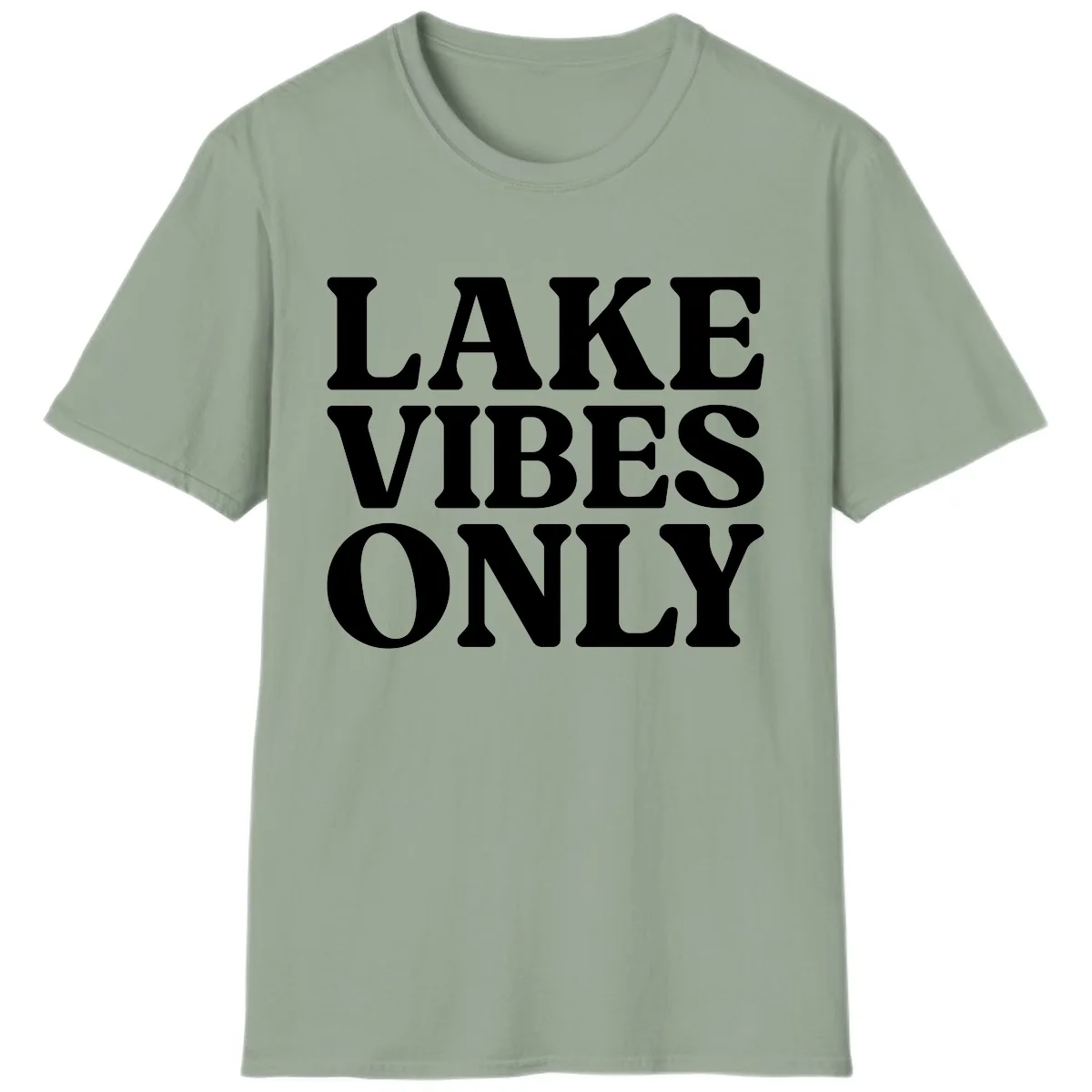 Lake Vibes Only Typography Design T-Shirt in Sage
