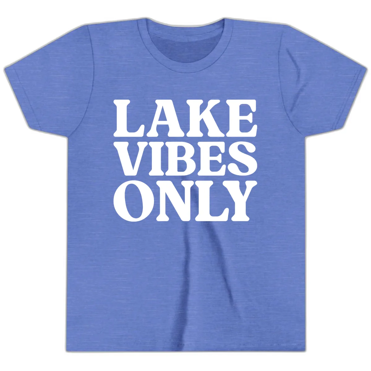 Lake Vibes Only Typography Design Youth T-Shirt in Heather Columbia Blue