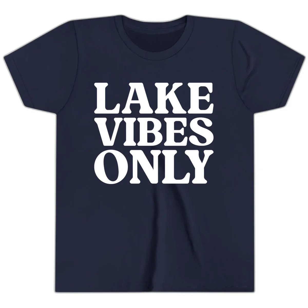 Lake Vibes Only Typography Design Youth T-Shirt in Navy