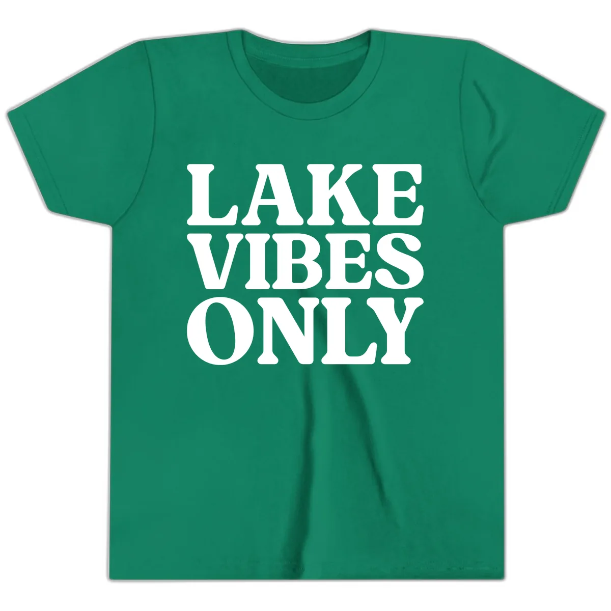 Lake Vibes Only Typography Design Youth T-Shirt in Kelly