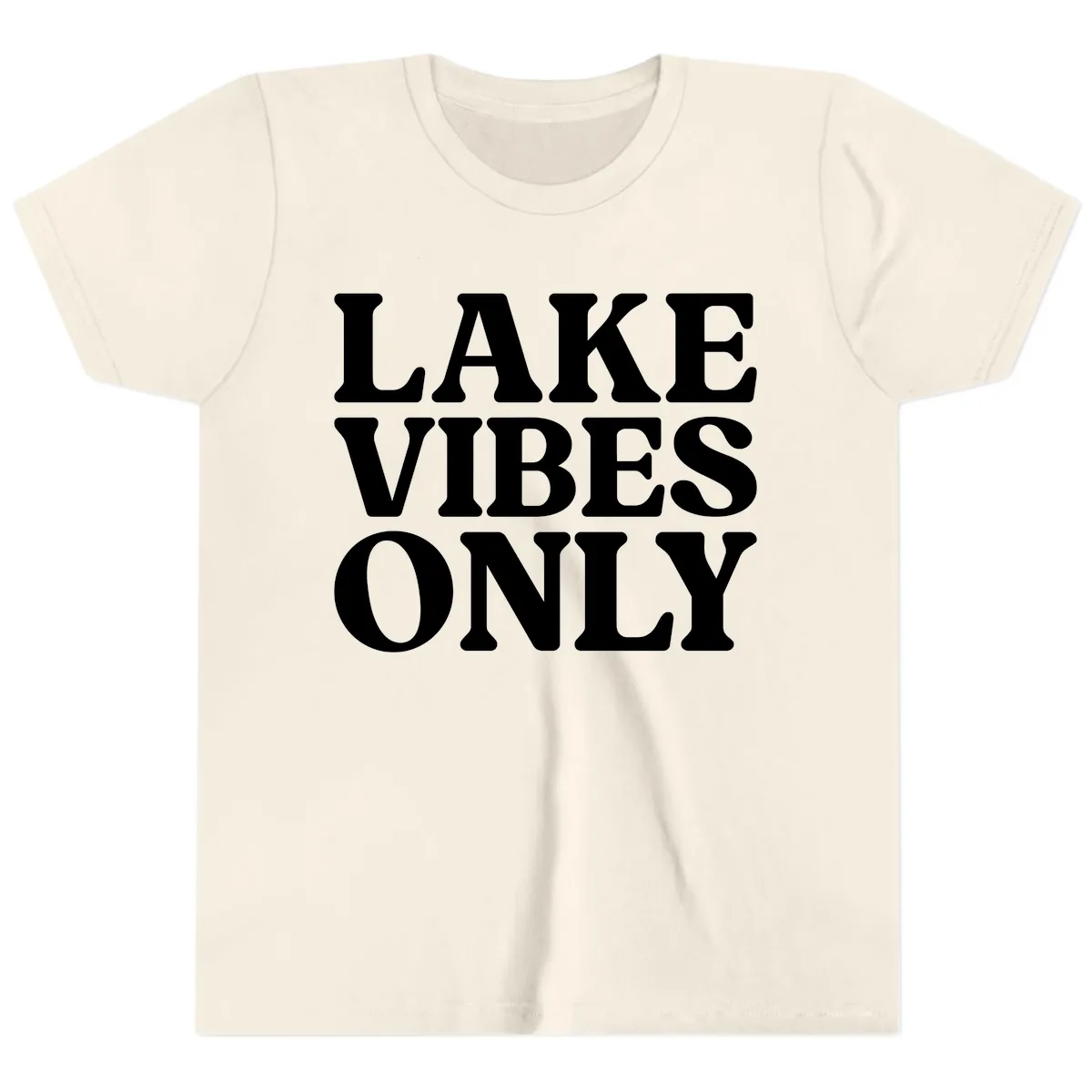 Lake Vibes Only Typography Design Youth T-Shirt in Natural