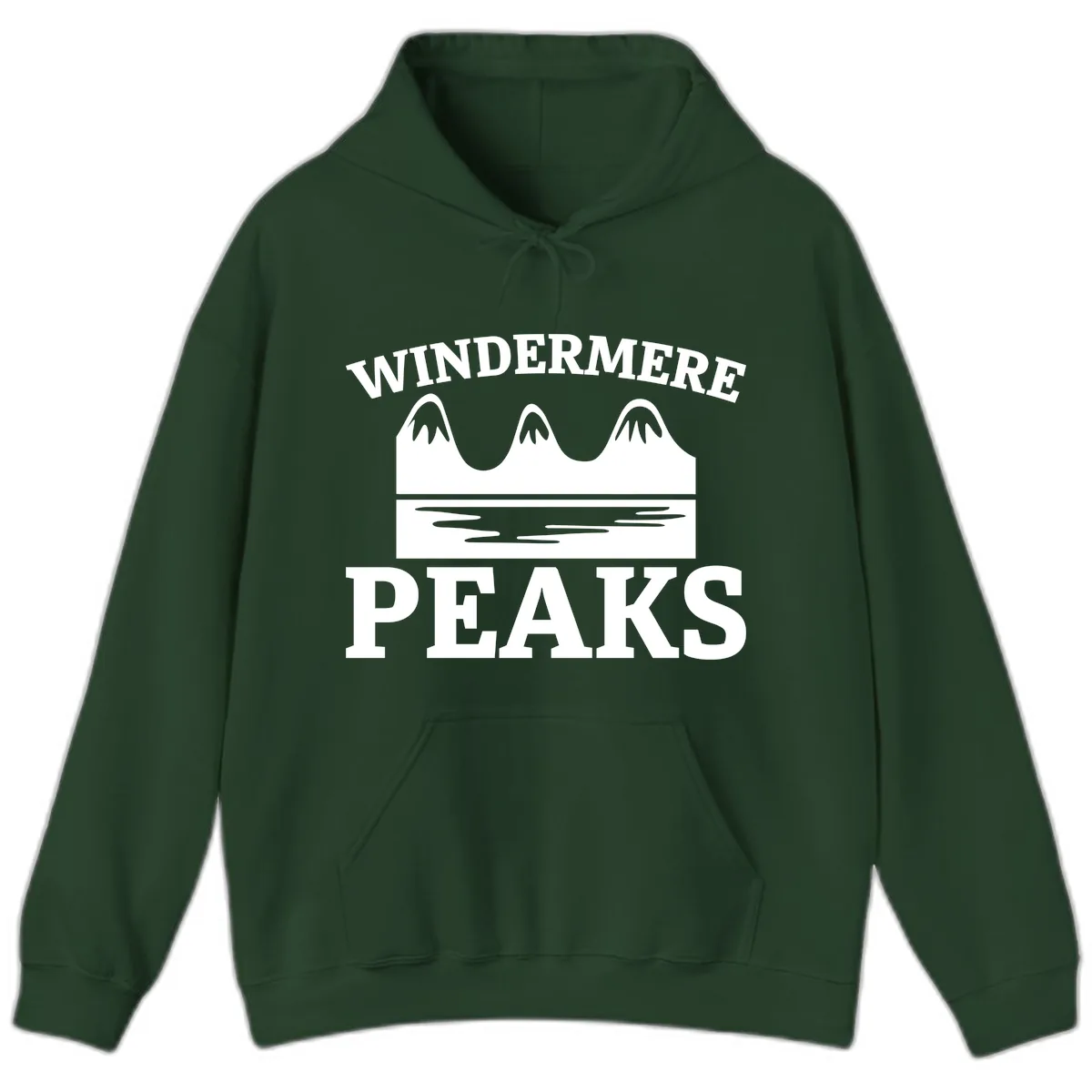 Windermere Peaks Mountain Landscape Hoodie in Forest Green