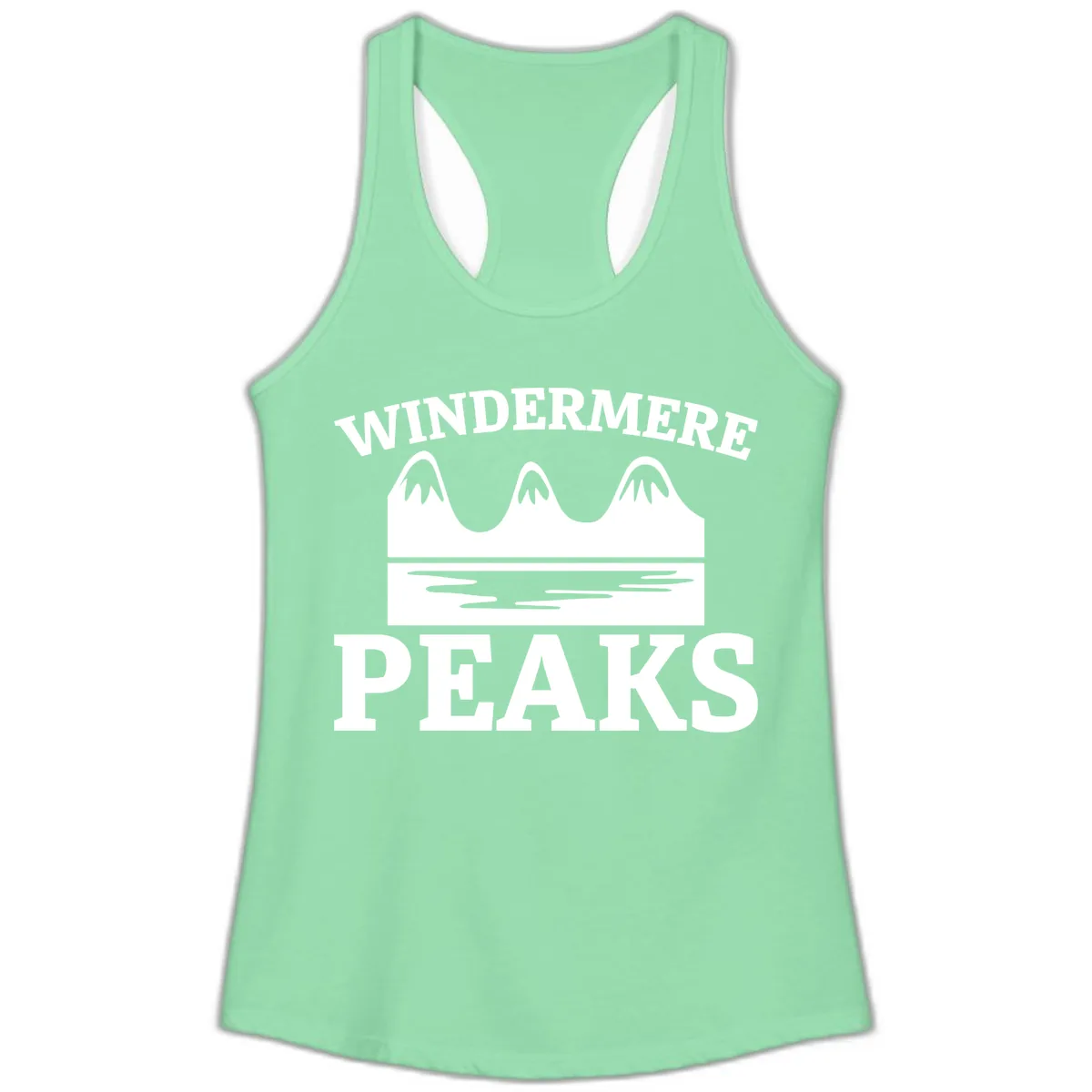 Windermere Peaks Mountain Landscape Ladies Tank in Solid Mint