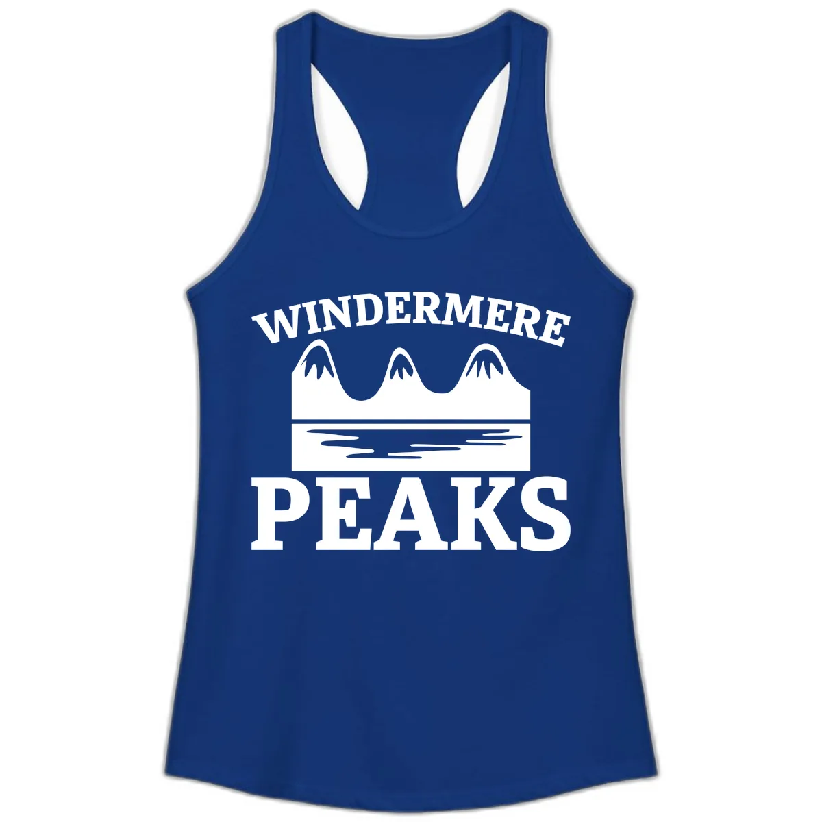 Windermere Peaks Mountain Landscape Ladies Tank in Solid Royal
