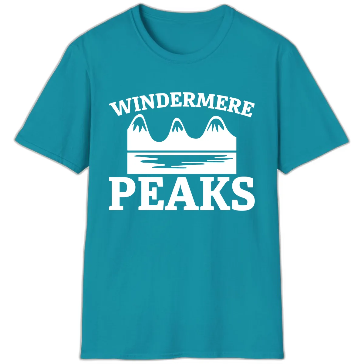 Windermere Peaks Mountain Landscape T-Shirt in Tropical Blue