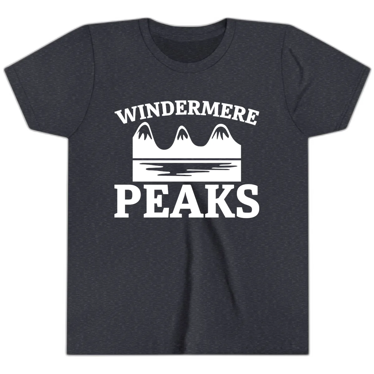 Windermere Peaks Mountain Landscape Youth T-Shirt in Heather Navy