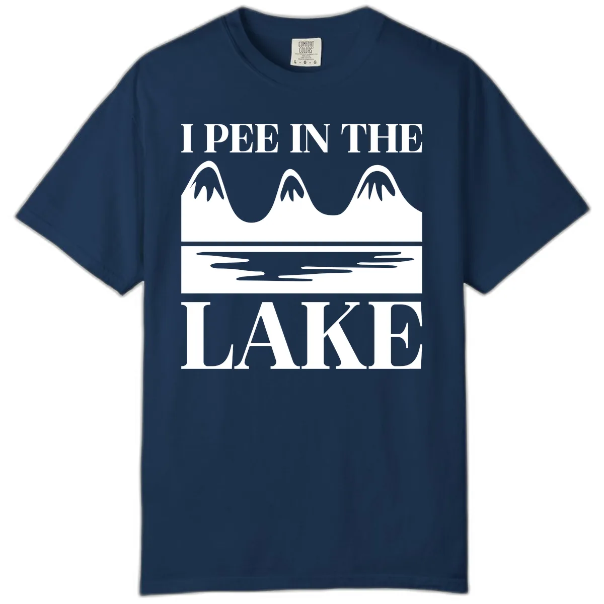 I Pee In The Lake Mountains Graphic Comfort Color in Navy
