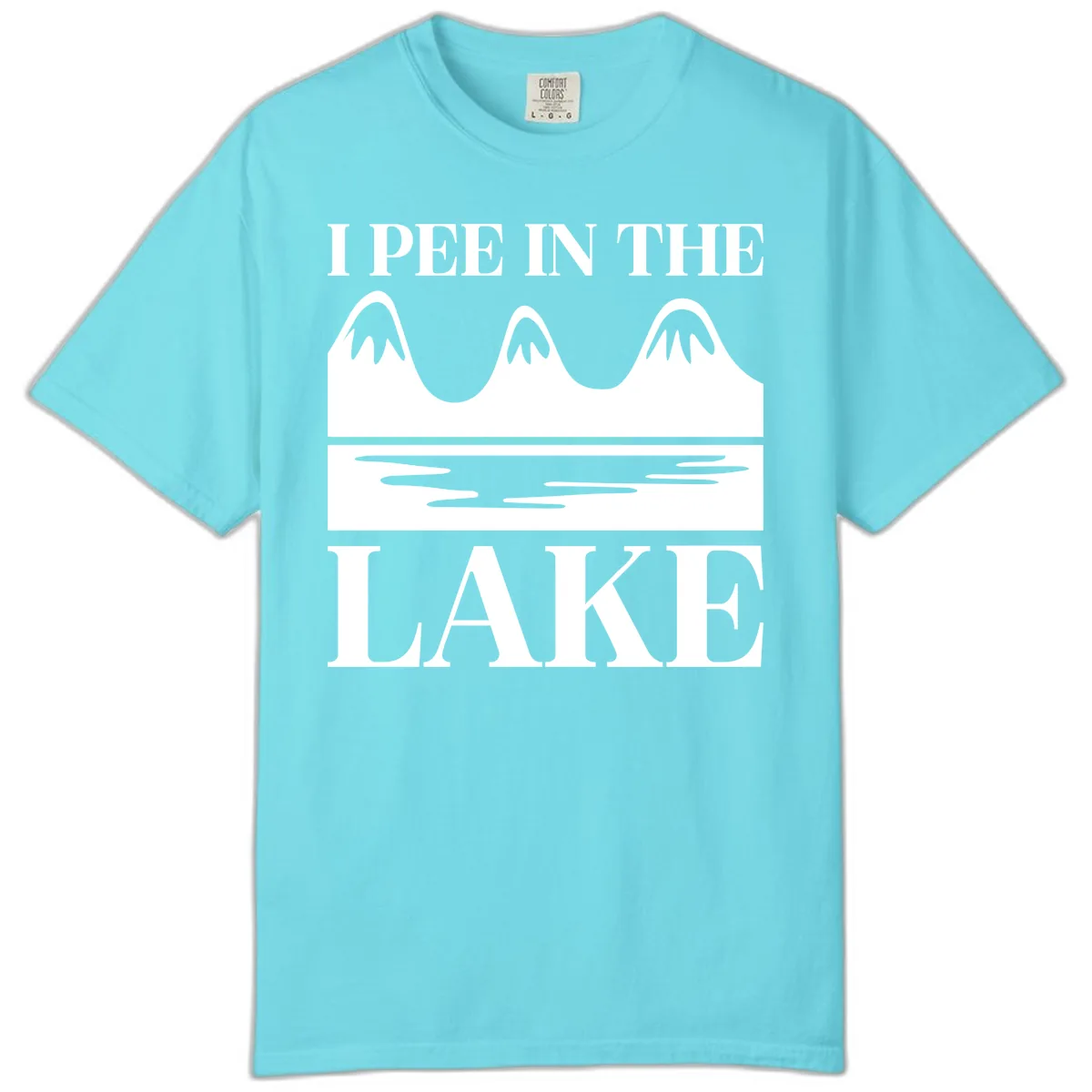 I Pee In The Lake Mountains Graphic Comfort Color in Lagoon Blue