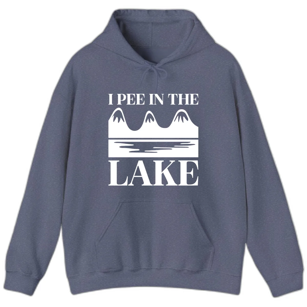 I Pee In The Lake Mountains Graphic Hoodie in Heather Navy