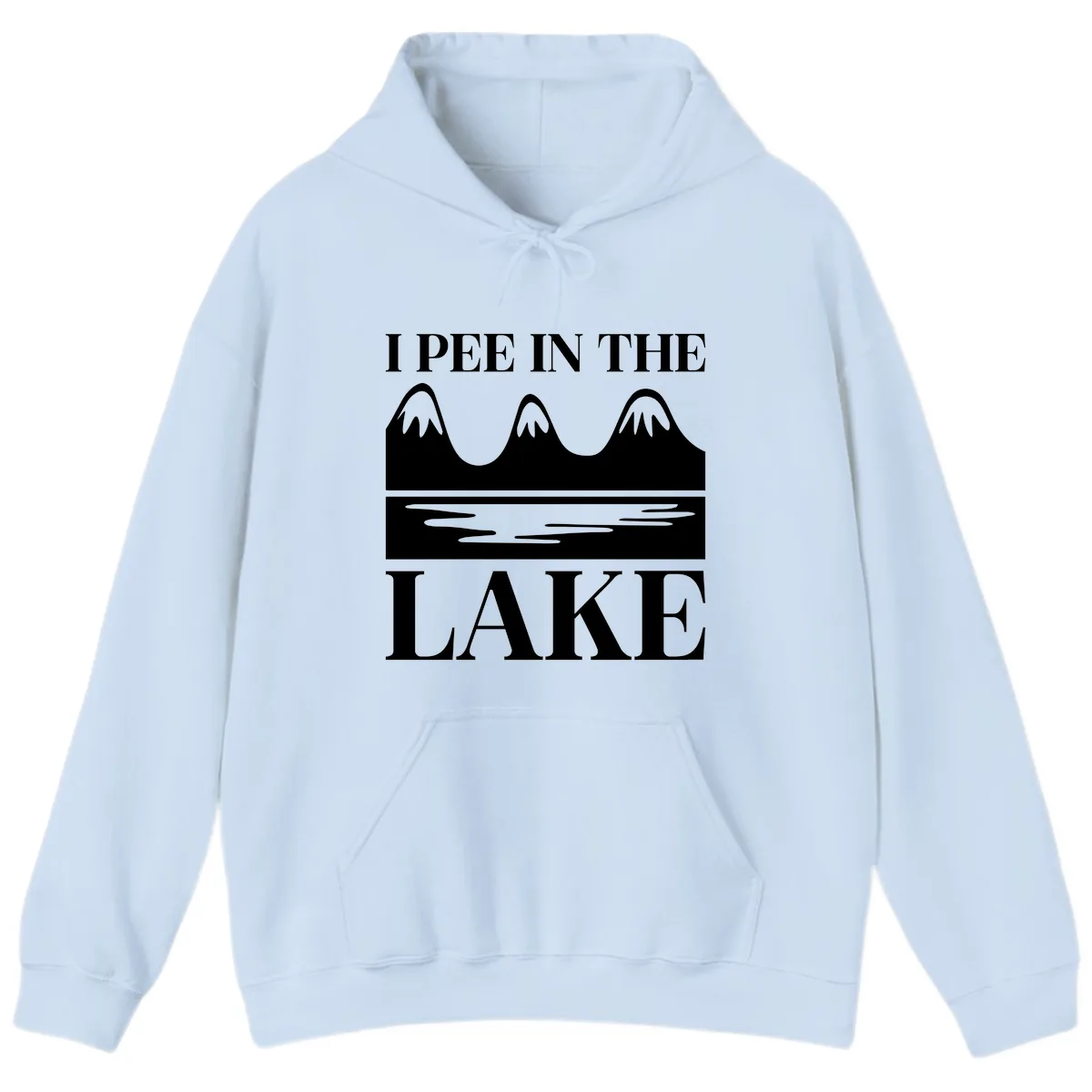 I Pee In The Lake Mountains Graphic Hoodie in Light Blue