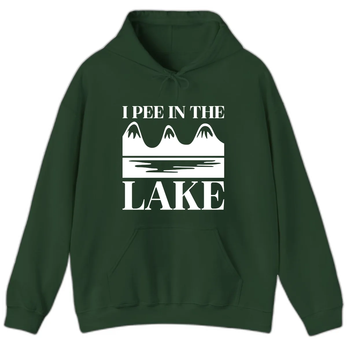 I Pee In The Lake Mountains Graphic Hoodie in Forest Green
