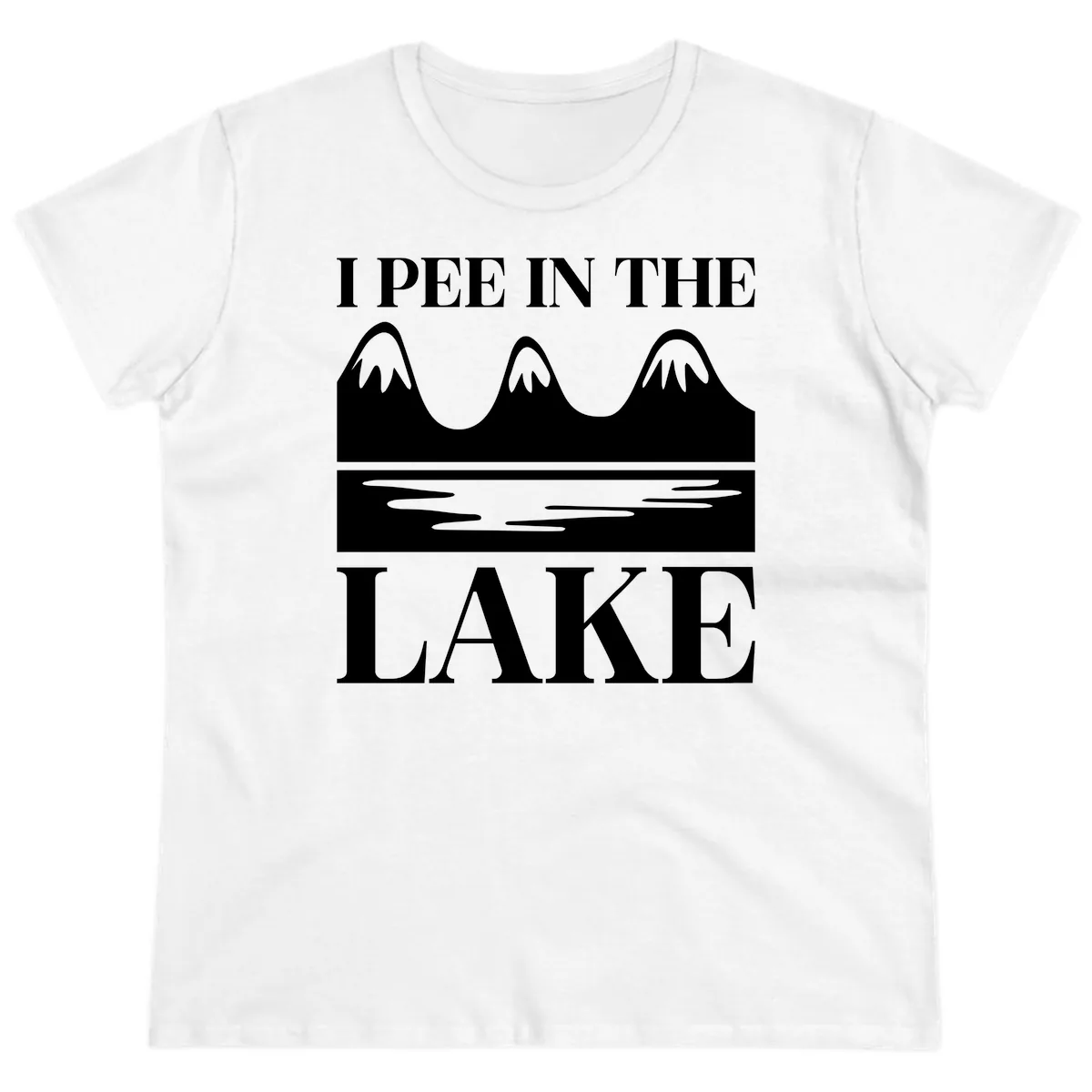 I Pee In The Lake Mountains Graphic Ladies Tee in White
