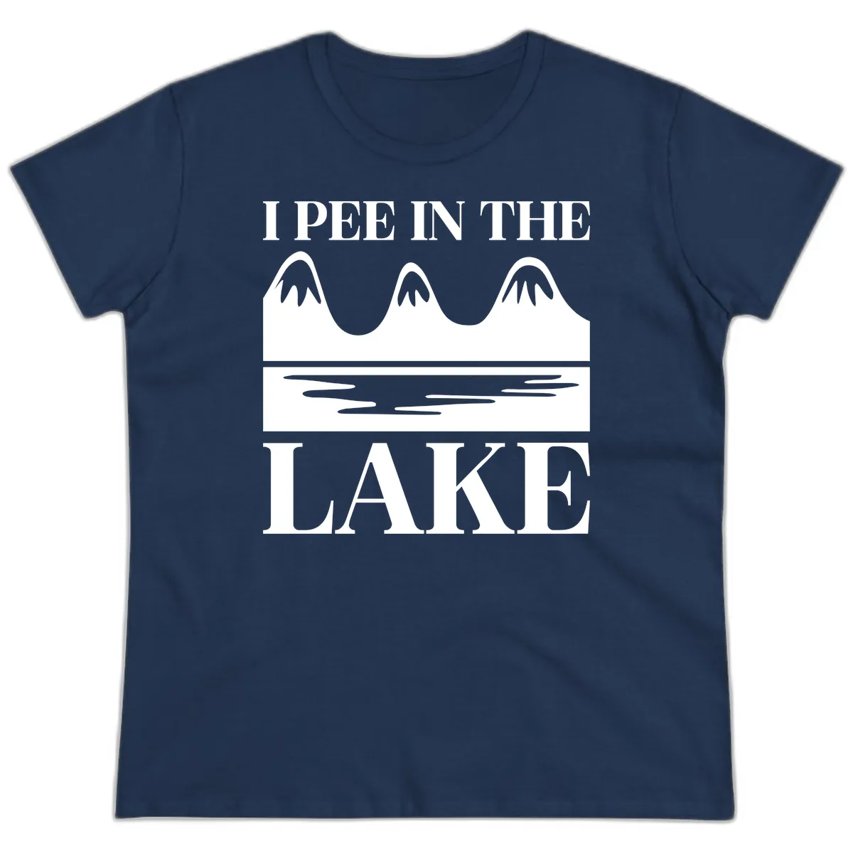 I Pee In The Lake Mountains Graphic Ladies Tee in Navy