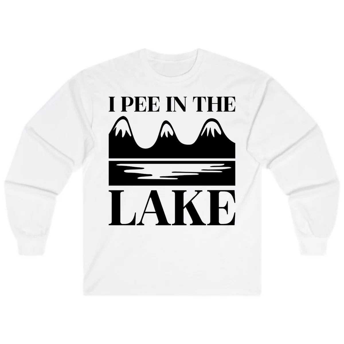 I Pee In The Lake Mountains Graphic Long Sleeve in White