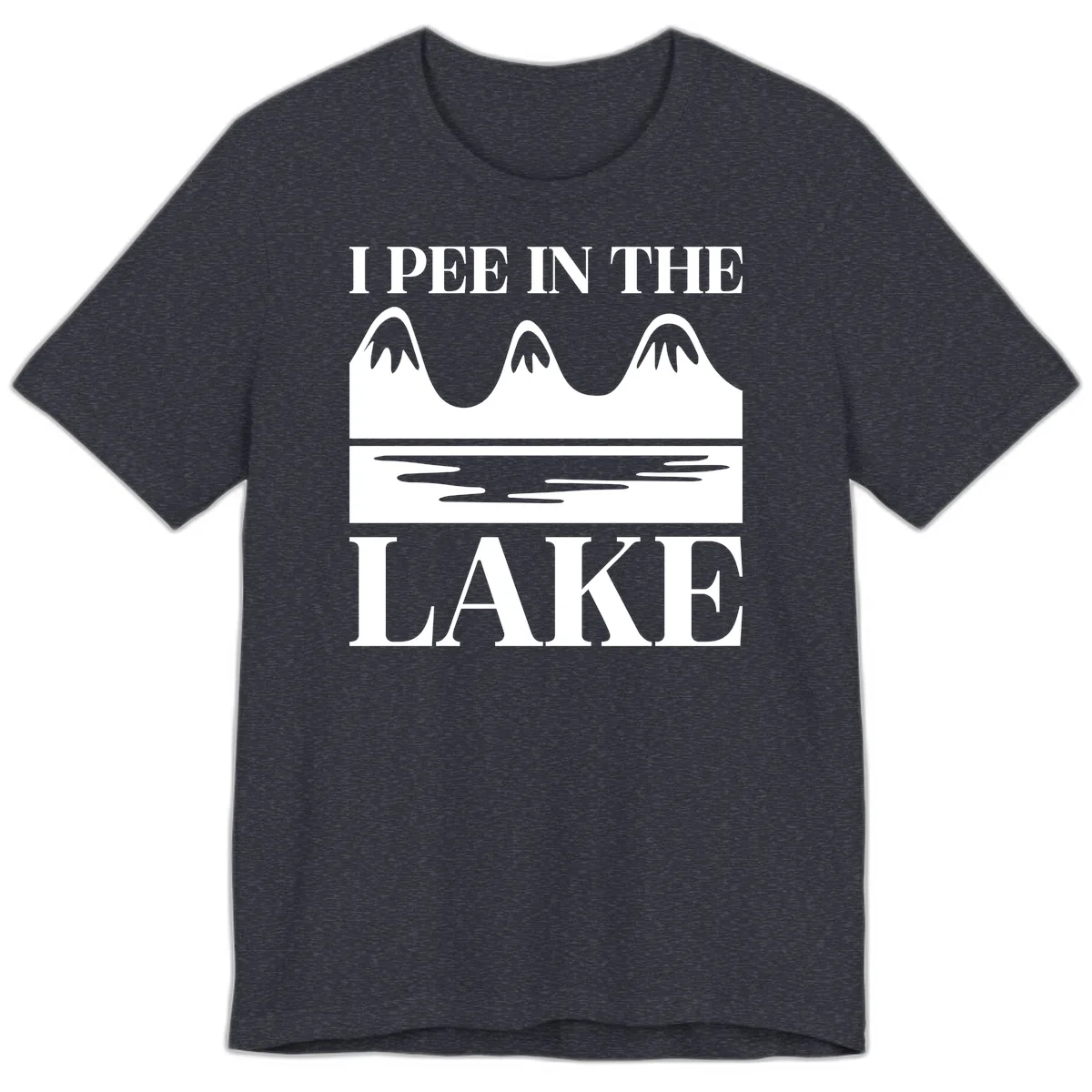 I Pee In The Lake Mountains Graphic Premium T-Shirt in Heather Navy