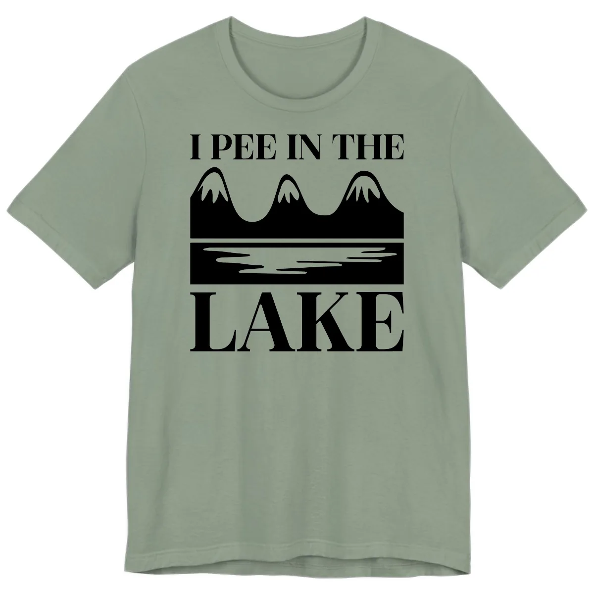 I Pee In The Lake Mountains Graphic Premium T-Shirt in Sage