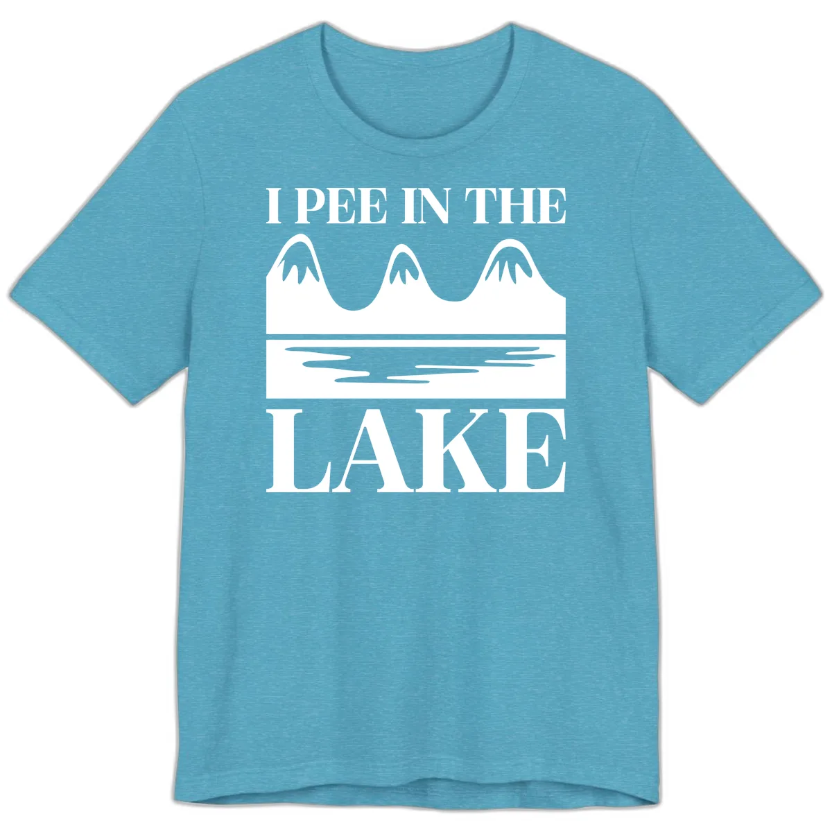 I Pee In The Lake Mountains Graphic Premium T-Shirt in Heather Aqua
