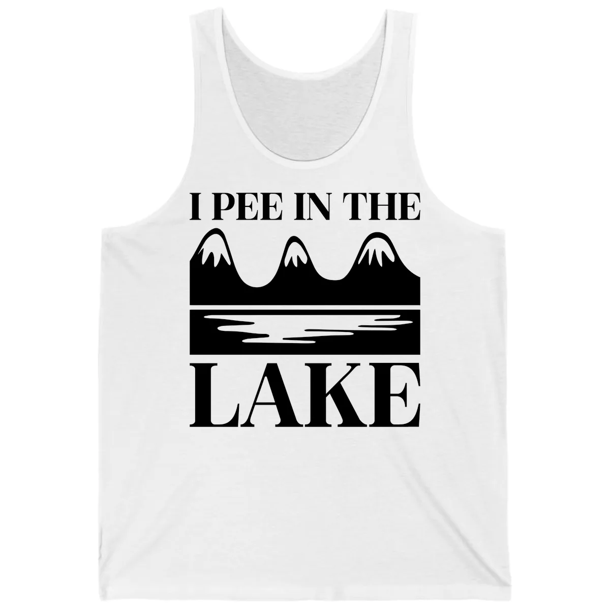 I Pee In The Lake Mountains Graphic Tank in White