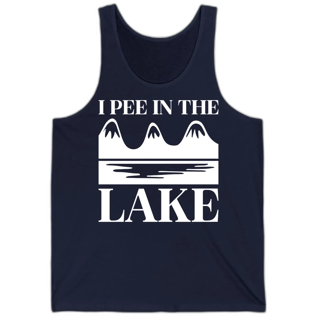 I Pee In The Lake Mountains Graphic Tank in Navy