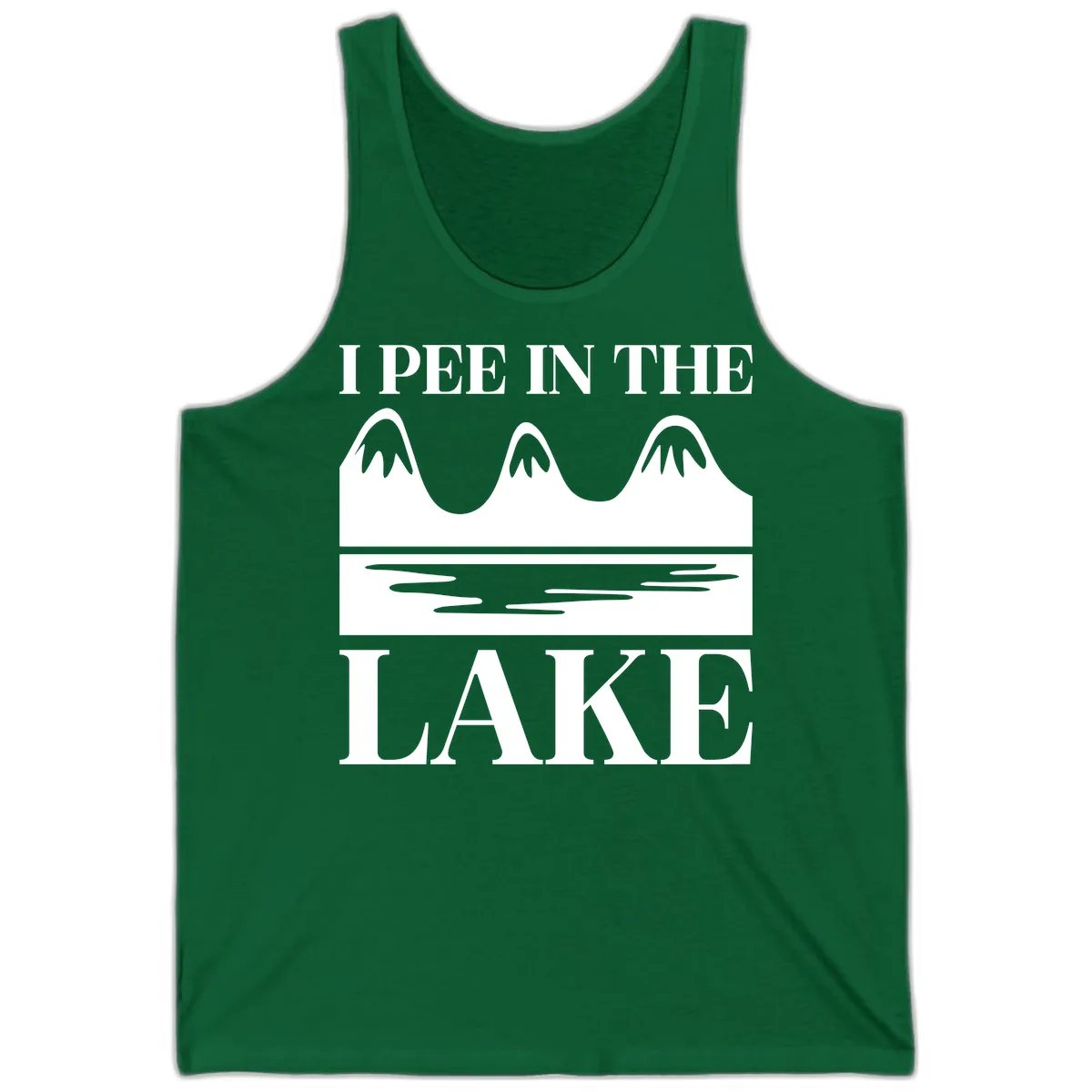 I Pee In The Lake Mountains Graphic Tank in Kelly