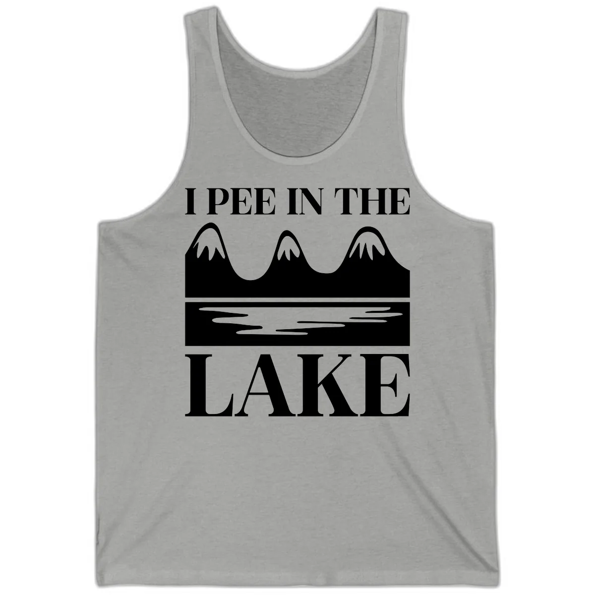 I Pee In The Lake Mountains Graphic Tank in Athletic Heather