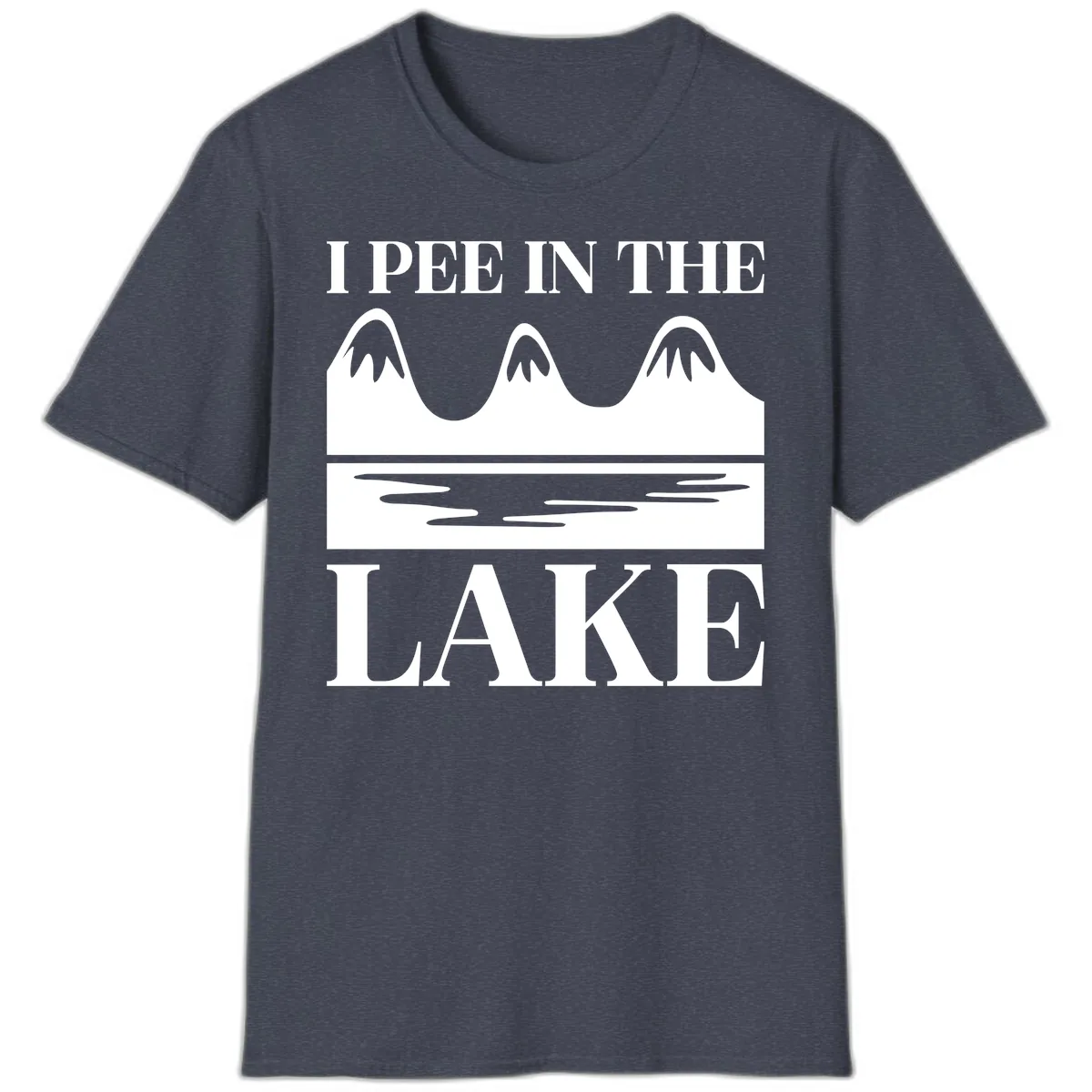 I Pee In The Lake Mountains Graphic T-Shirt in Heather Navy