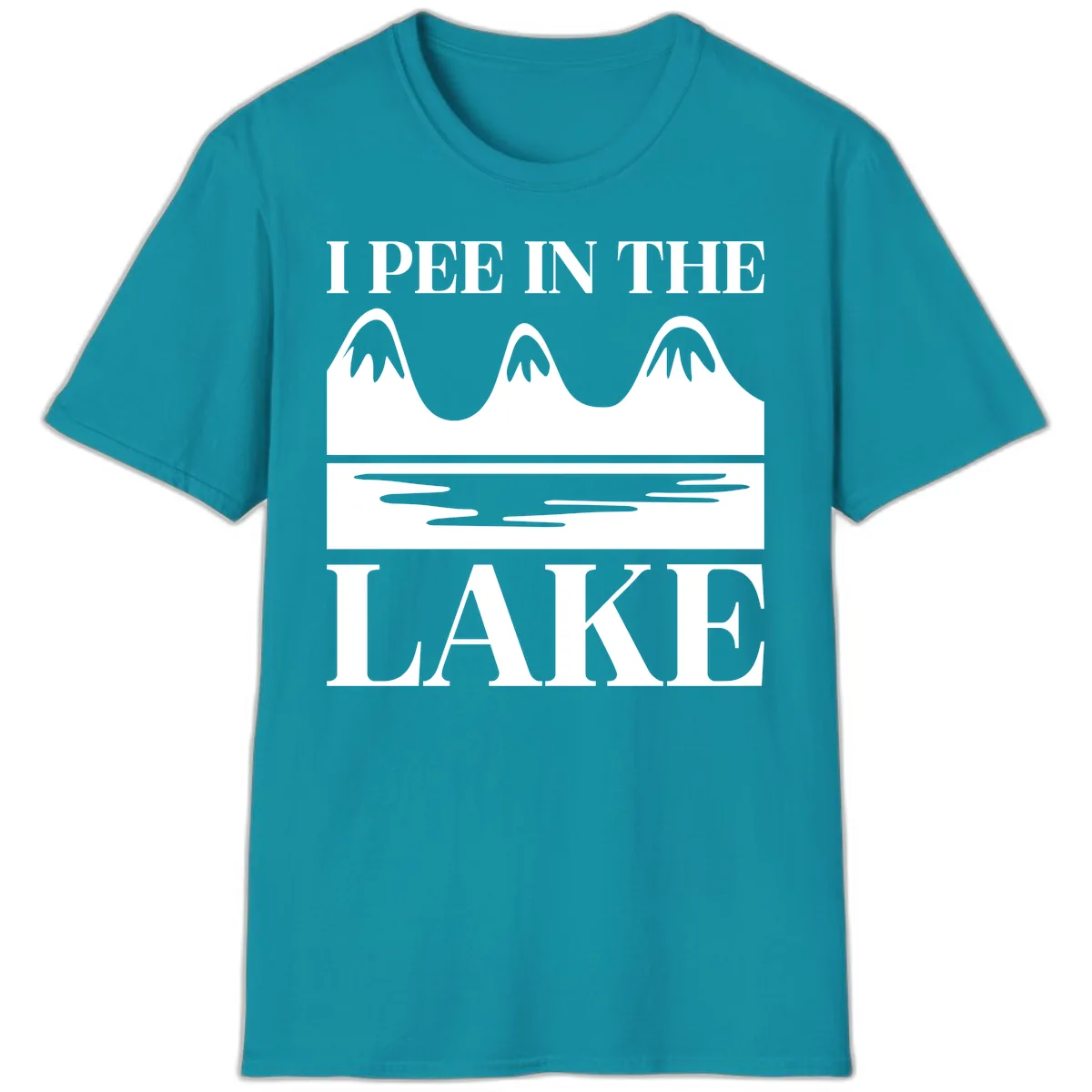 I Pee In The Lake Mountains Graphic T-Shirt in Tropical Blue