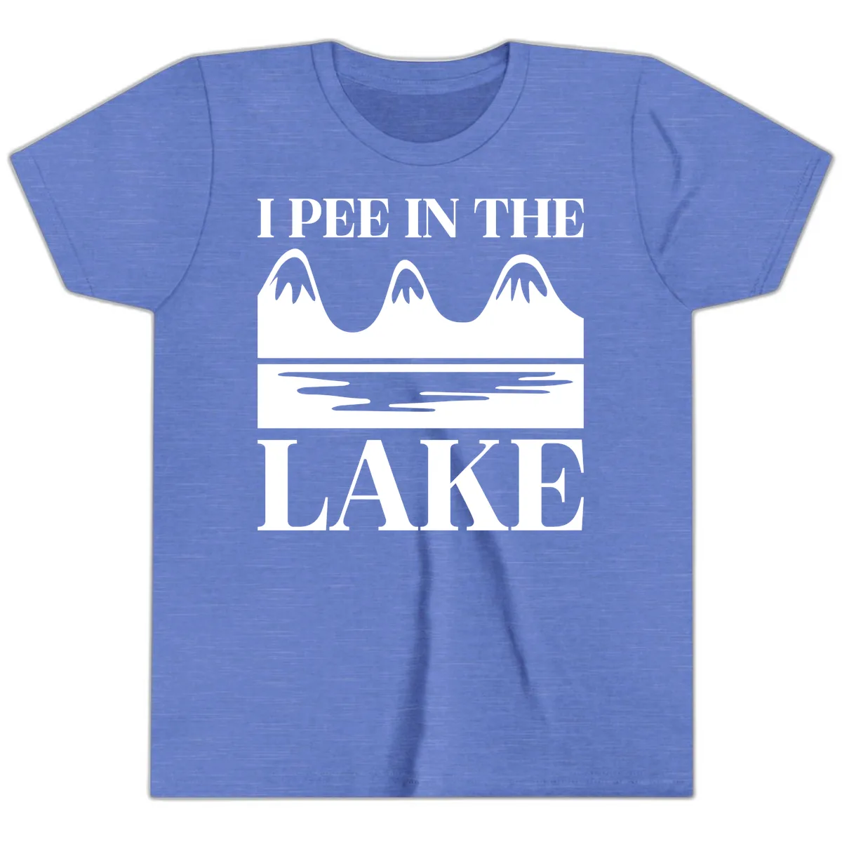 I Pee In The Lake Mountains Graphic Youth T-Shirt in Heather Columbia Blue