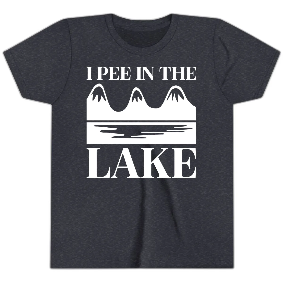 I Pee In The Lake Mountains Graphic Youth T-Shirt in Heather Navy