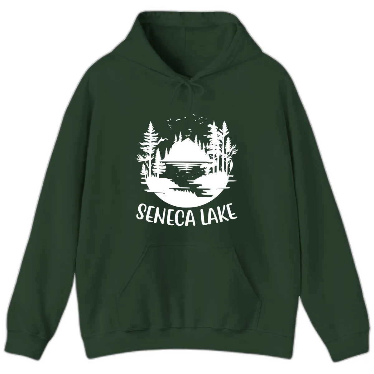 Seneca Lake Scenic Vista Hoodie in Forest Green