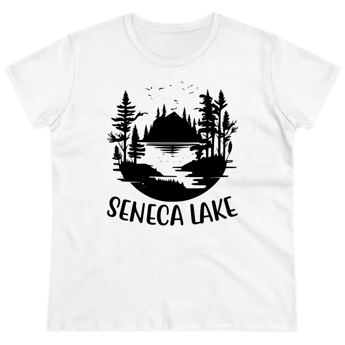 Seneca Lake Scenic Vista Ladies Tee in White