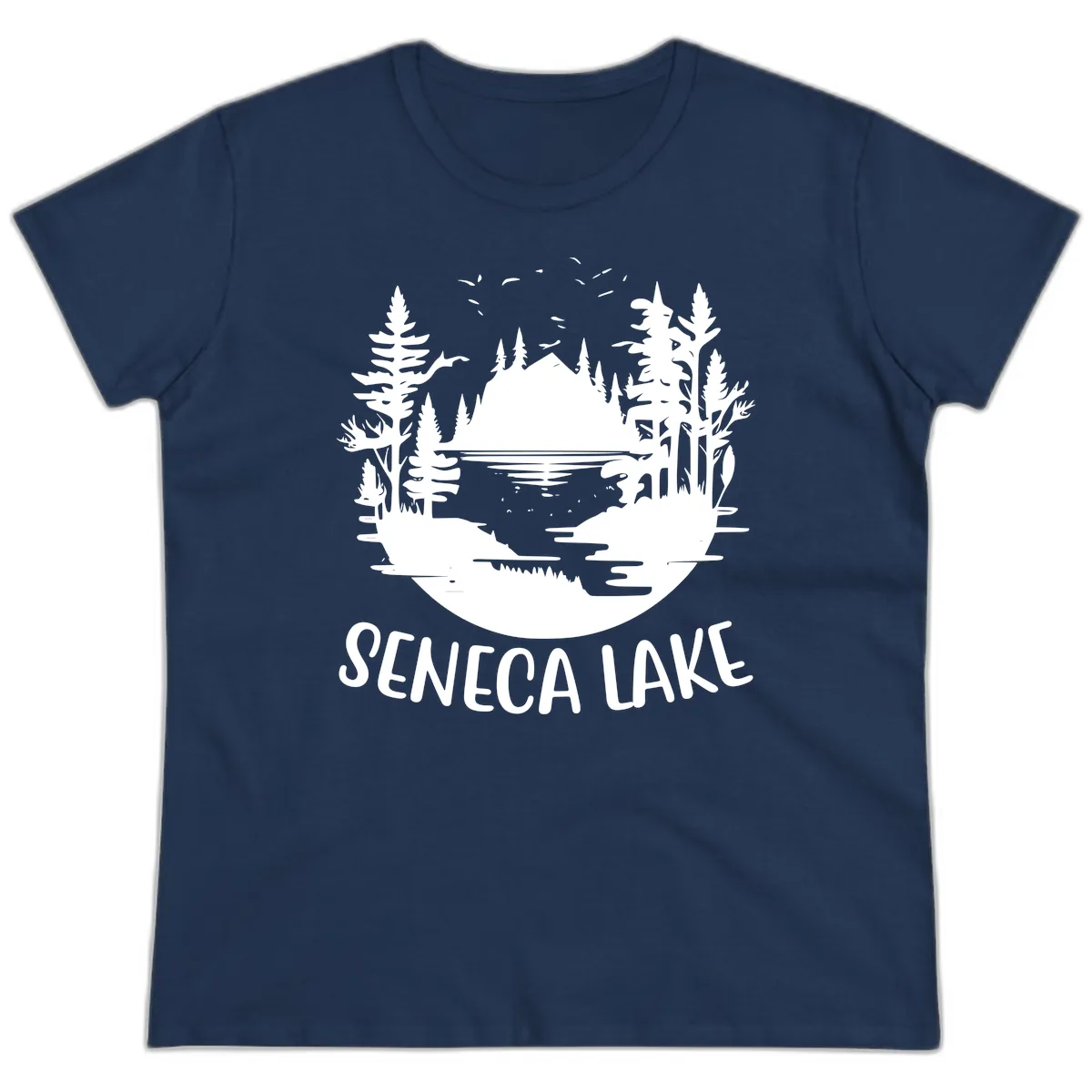 Seneca Lake Scenic Vista Ladies Tee in Navy