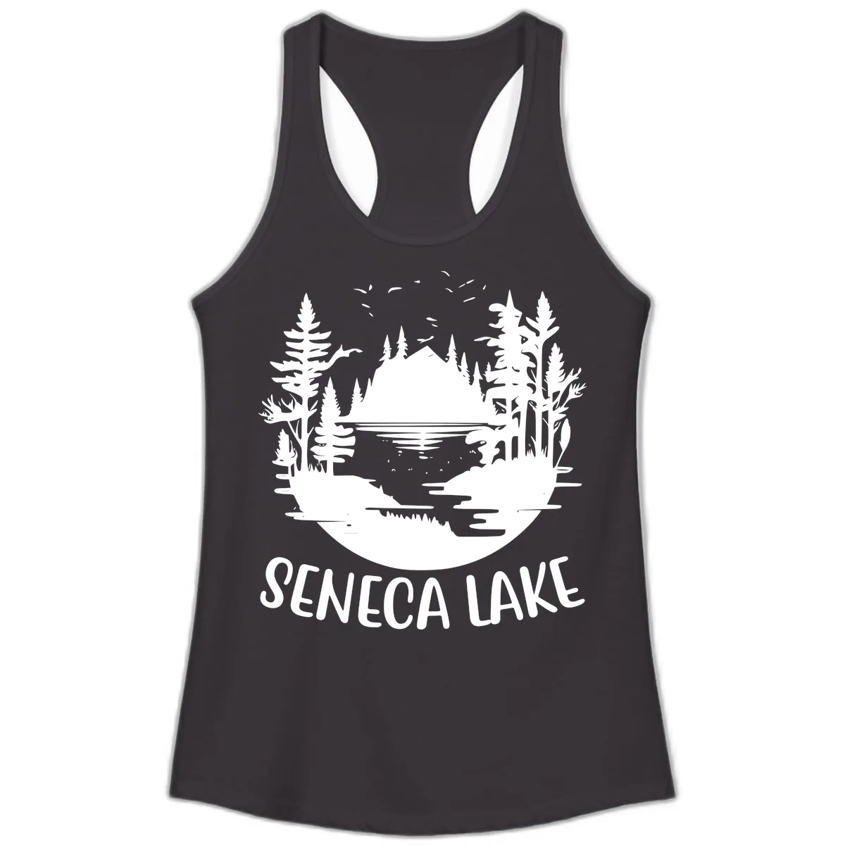 Seneca Lake Scenic Vista Ladies Tank in Black