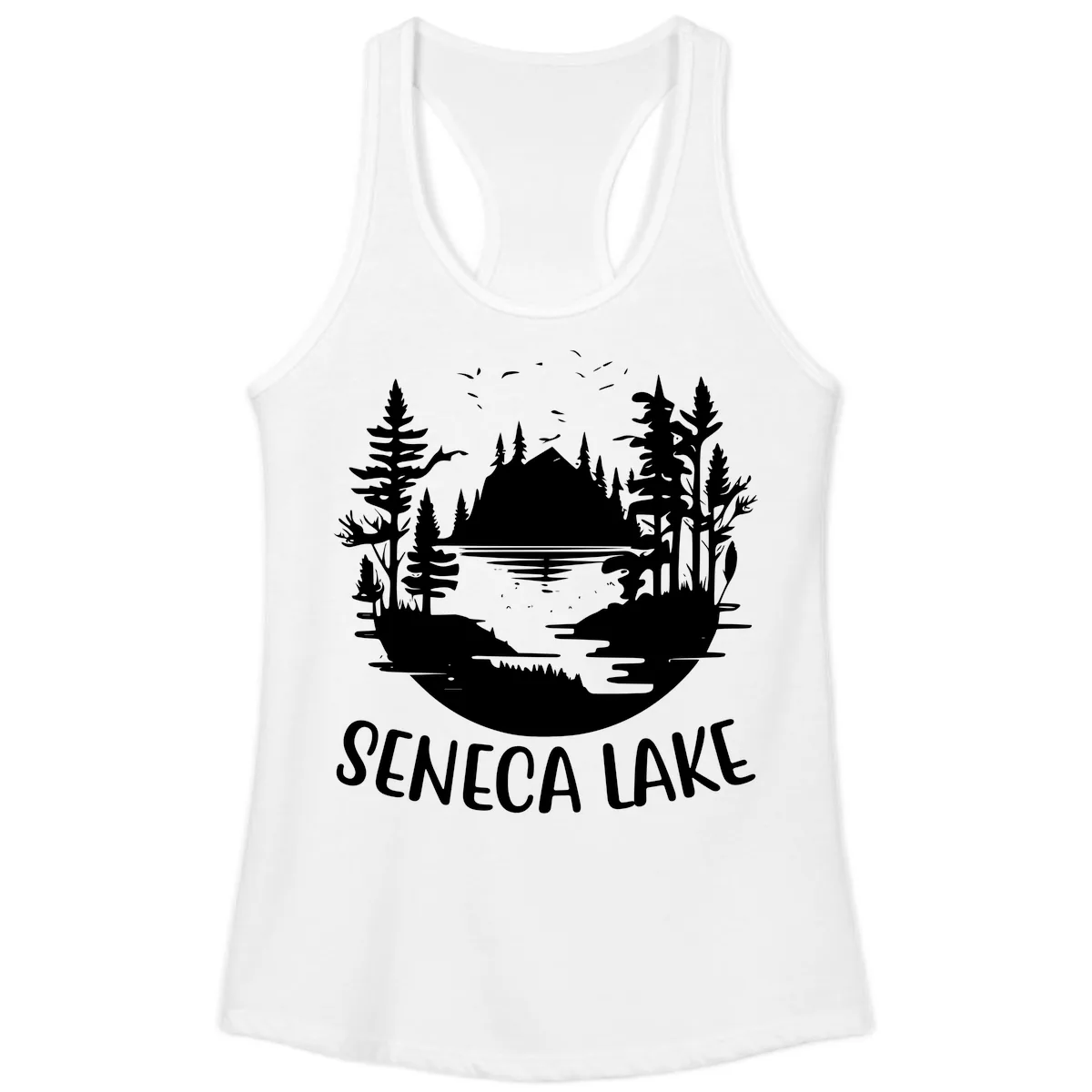 Seneca Lake Scenic Vista Ladies Tank in White
