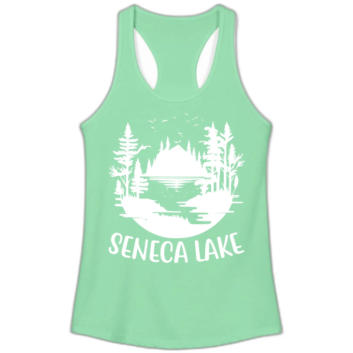 Seneca Lake Scenic Vista Ladies Tank in Solid Mint