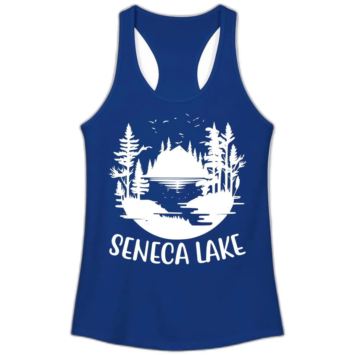 Seneca Lake Scenic Vista Ladies Tank in Solid Royal