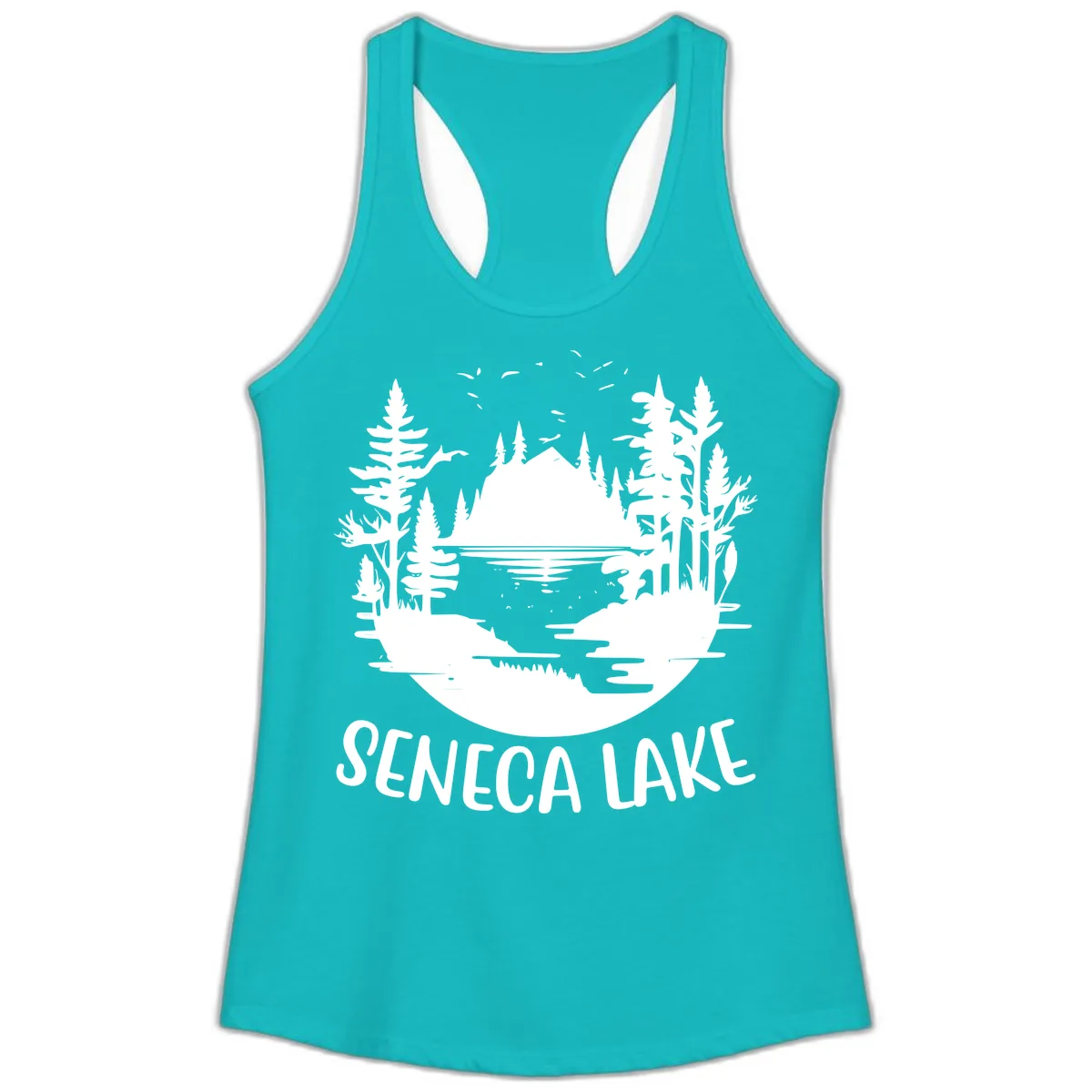 Seneca Lake Scenic Vista Ladies Tank in Tahiti Blue
