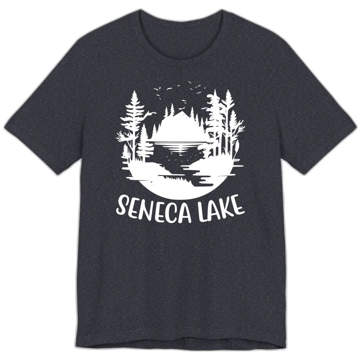 Seneca Lake Scenic Vista Premium T-Shirt in Heather Navy