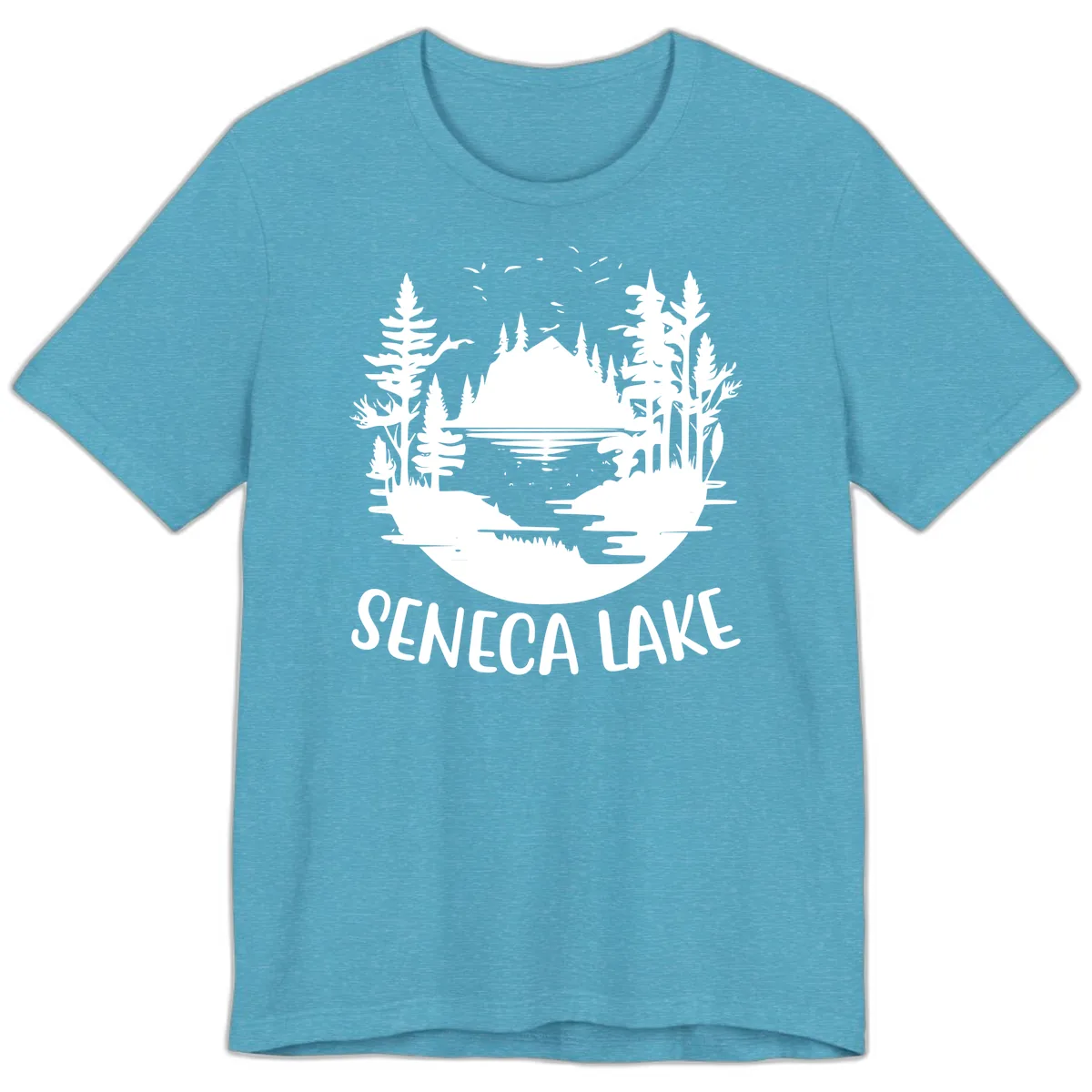 Seneca Lake Scenic Vista Premium T-Shirt in Heather Aqua