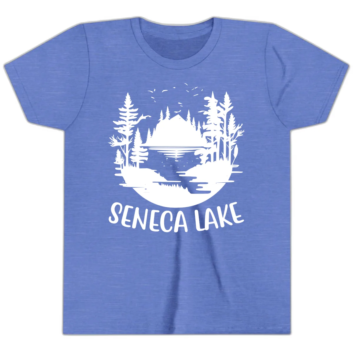 Seneca Lake Scenic Vista Youth T-Shirt in Heather Columbia Blue
