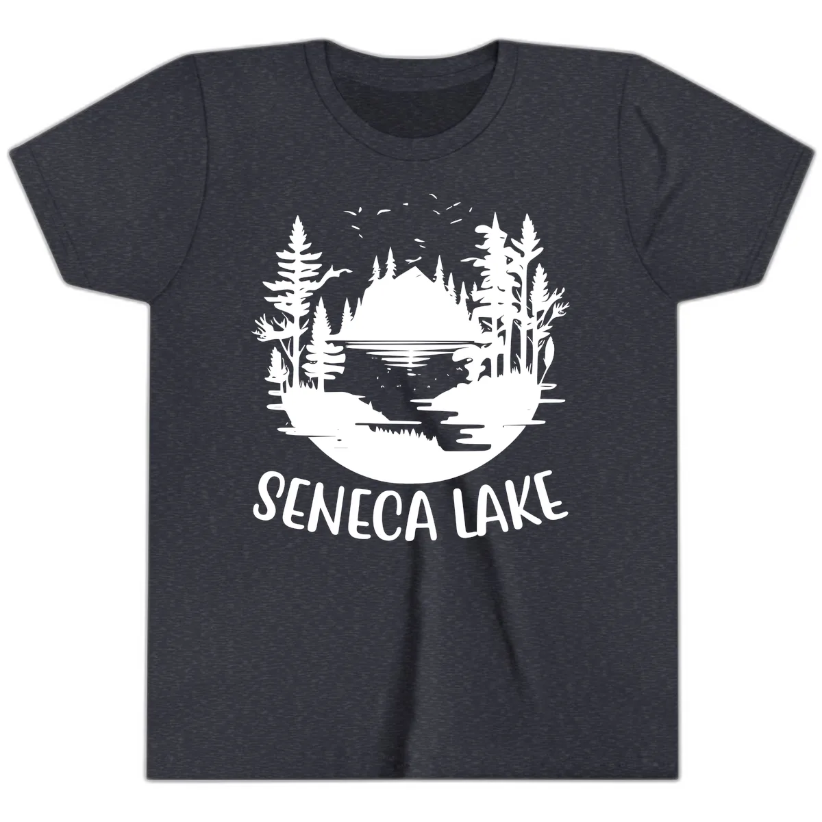 Seneca Lake Scenic Vista Youth T-Shirt in Heather Navy