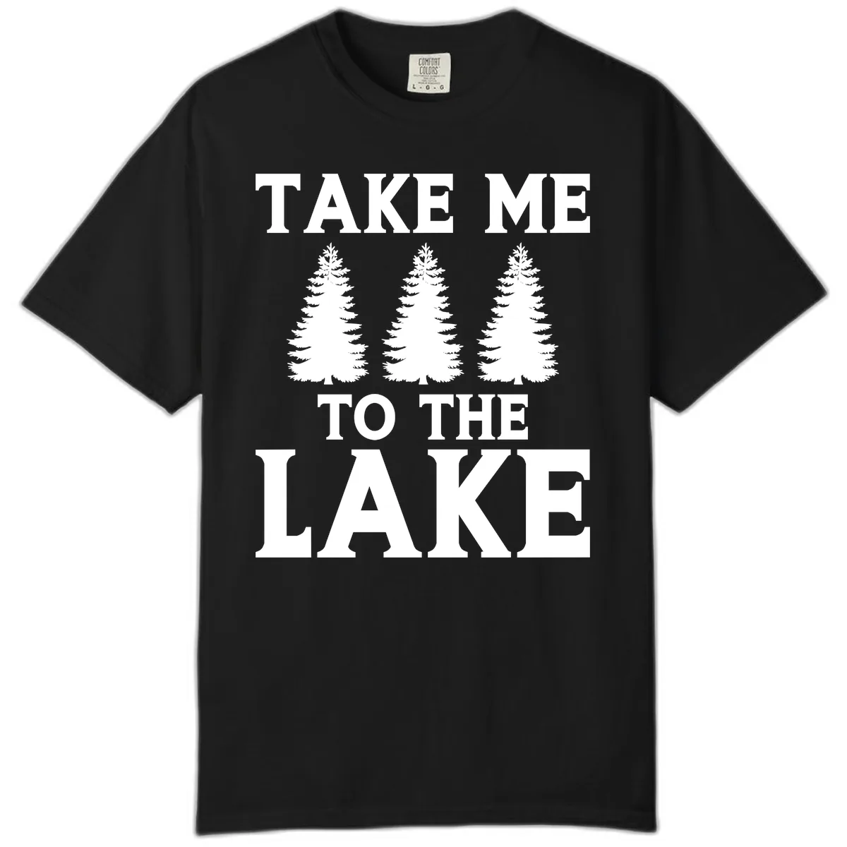 Take Me To The Lake Trees Design Comfort Color in Black