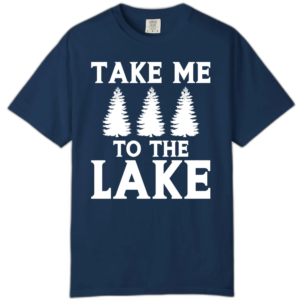 Take Me To The Lake Trees Design Comfort Color in Navy