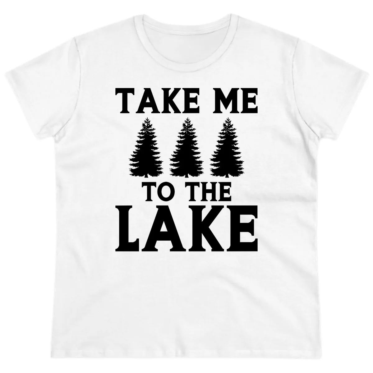 Take Me To The Lake Trees Design Ladies Tee in White