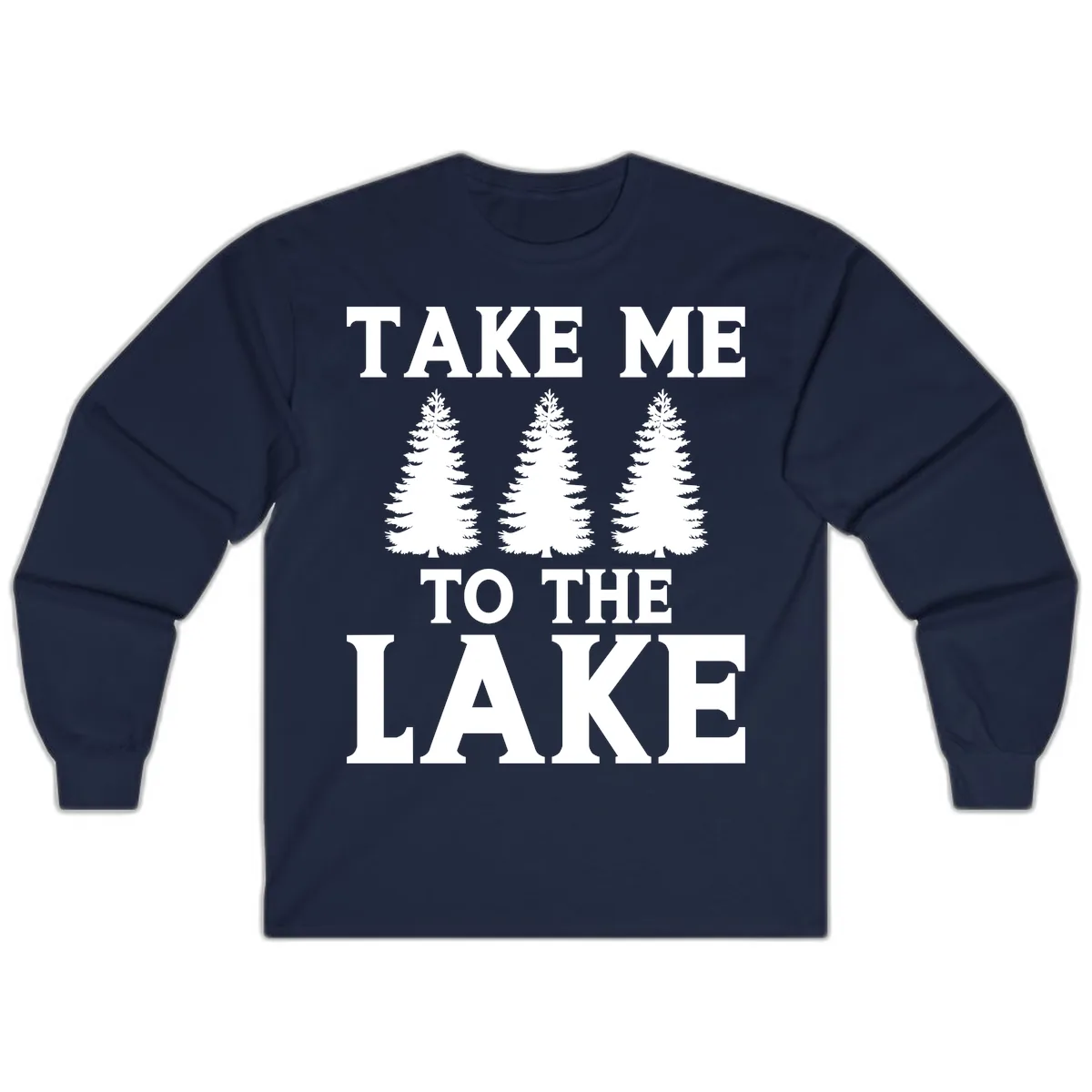 Take Me To The Lake Trees Design Long Sleeve in Navy